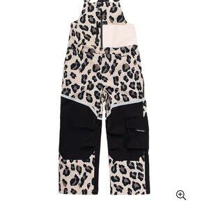Leopard Print 2L Ski Bibs with Black and Pink Accents